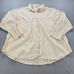 Abercrombie & Fitch Button Up Shirt Womens XL Beige Linen Blend Oversized Top